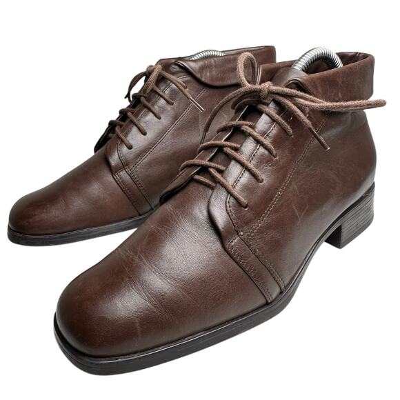 Vtg Y2K St Johns Bay Brown Leather LaceUp Ankle Boots Women 7.5 M Whimsigoth 90s - Picture 1 of 16